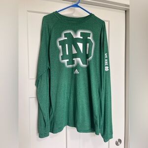 Adidas Green Notre Dame Long Sleeve Tee